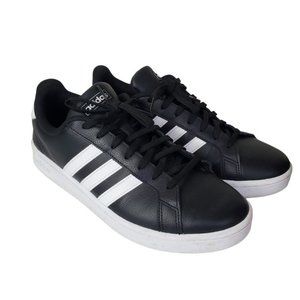 Adidas Grand Court Sneakers Mens  10 Athletic Leather Lace Up Shoe F36393 Black